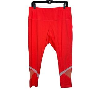 Reebok Plus Size 1X Athletic Leggings Coral Mesh Paneled Workout Fitness‎